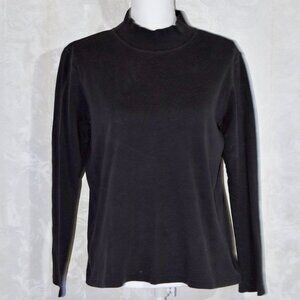 White Stag Women's XL Black Mock Neck Long Sleeve T-Shirt - Cotton Stretch Knit